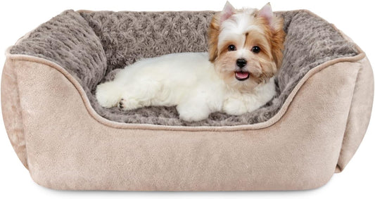 Rectangle Dog Bed for Large Medium Small Dogs Machine Washable Sleeping Sofa Non-Slip Bottom Breathable Soft Puppy Bed Durable Orthopedic Calming Pet Cuddler, Multiple Size, Beige